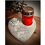 NECESITAS Grabschmuck Wetterfest | Herz als perfekte Grabdekoration | Deko-Gedenkstein mit...