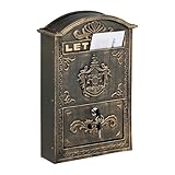 Relaxdays Briefkasten Vintage, verzierter Postkasten, HxBxT: 42 x 28 x 10 cm, A4 Briefschlitz, 2...