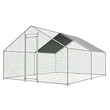 Homgoday Freilaufgehege Hühnerstall 3x4x2m mit Sicherheitsschloss und Wasserdichtes PE-Tuch,...