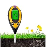 Bodentester, 4 in 1 Bodentest-Set, Temperatur/Licht/pH/Feuchtigkeitsmessgerät für Garten,...