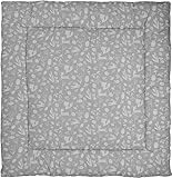 MamaLoes Laufgittermatte, Motiv: Botanik, wendbar, grau, 100 x 100 cm, 100% Baumwolle, ML020235