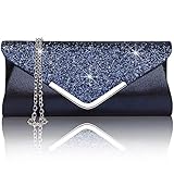 Larcenciel Damen Clutch Abendtasche Unterarmtasche Umhängetasche mit Strass-Steinen und Abnehmbarer...