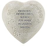 com-four® Grab-Dekoration in Herz-Form - Gedenkstein mit Aufschrift - wetterfester Grabschmuck mit...
