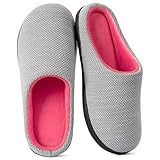 RockDove Damen Hausschuh aus Memory-Schaum mit Vogelaugenstrick, 38/39 EU, Grau und Rosa