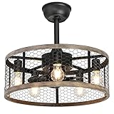 Ohniyou Deckenventilator mit Beleuchtung und Fernbedienung, lampe mit ventilator vintage,...