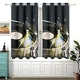 Oyihfvs Plattenspieler-Vorhang für Plattenspieler, schwarzes Muster, 2 Stück, Fenstervorhänge,...