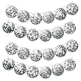 VIKY Disco Deko Girlande Silber, 2 Stück Glitzer Discokugel Deko Girlande Banner, Disco Dekoration,...