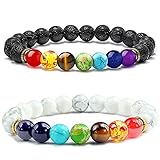 Senidea 7 Chakra Armband Edelstein Armbänder Natürliche Chakra Steine Lavastein Yoga Armband...