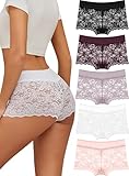 ALL OF SHE 5er Pack Unterwäsche Frauen Sexy Unterhosen Damen Spitze Atmungsaktive Boxershorts Damen...