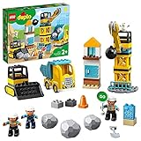 LEGO 10932 DUPLO Baustelle mit Abrissbirne, Spielzeug mit Baustellenfahrzeugen wie LKW, Kran und...