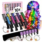 Magicat Haarkreide für Mädchen Set I 10 auswaschbare Farben & 5 Haargummis I Geschenk Mädchen 4...