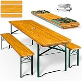 Casaria® Bierzeltgarnitur 170cm Klappbar Stabil 3 Teilig 2X Bierbank 1x Breiter Tisch Holz...