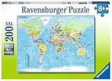 Ravensburger Kinderpuzzle - 12890 Die Welt - Puzzle-Weltkarte für Kinder ab 8 Jahren, mit 200...