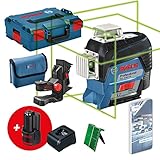 Bosch Professional 12V System Linienlaser GLL 3-80 CG (2x Akku 12 V, Ladegerät, grüner Laser, mit...