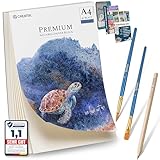 CreaTek Aquarellpapier A4 300g mit 30 Blatt [ Premium Qualität für brillante Aquarelle ]...