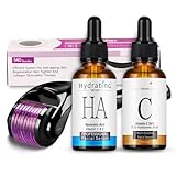 Shefave Microneedling Serum Hyaluron, Vitamin C Serum mit Derma Roller 0.5 mm, Vitamin C Gesicht,...