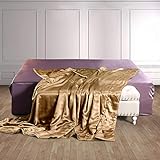 THXSILK Kuscheldecke Seide Sofa Decken Gold - Kleine Seidendecke für Couch weich und warm, Innen...