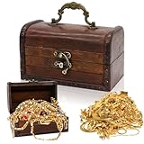 Forbabe Kleine Holz Schatztruhe Box Vintage Holztruhe Aufbewahrung 14x8.5x8.5 cm Rot Braun Klein...