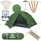 NORDBÄR® Zelt für 1-2 Personen Ultraleicht & wasserdicht | 1-2 Mann Zelt für Camping, Trekking,...