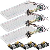 AZDelivery 3 x MB 102 Breadboard Kit - 830 Breadboard, Netzteil Adapter 3,3V 5V, 65Stk Steckbrücken...