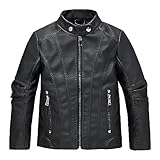 linboo Lederjacke Kinder Bomberjacke Jungen Mädchen Motorradjacke mit Stehkragen Blouson Frühling...