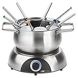 Clatronic® Fondue-Set | Fonduetopf aus Edelstahl (Ø 18,5 cm) | bis zu 1,2 Liter | Heizsockel aus...