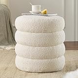 Krcix Runder Ottomane, ästhetisch, gepolsterter Sitzhocker mit Stauraum für Wohnzimmer, Bouclé,...