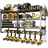 POKIPO Power Tool Organizer Wall Mount, Extended Large Heavy Duty Drill Holder, 4 Layer Garage Tool...