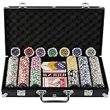 display4top Pokerkoffer 300 Chips Laser Pokerchips Poker 12 Gramm , 2 Karten, Händler, Small Blind,...