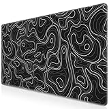 Gaming Mauspad XXL, Abetcabe Mousepad 900 x 400mm, Schwarz Topographisch Mauspad groß Vernähte...