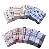 Mecmbj Stofftaschentücher Herren, 40cm x 40cm, 12 Stück Baumwolle Taschentücher,...