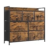 SONGMICS Kommode, Schrank, 7 Stoffschubladen mit Griffen, Metallgestell, Industrie-Design,...