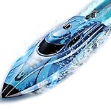Ferngesteuertes Boot mit LED-Licht, 25KM/H Boot Ferngesteuert für Kinder, 2.4GHz Speedboot mit 2...