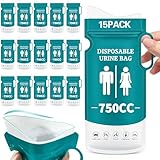 BBLTIFF 15 Stück Urinbeutel für Unterwegs, 750ml Pinkelbeutel mit Griff, Tragbares Urinal für...