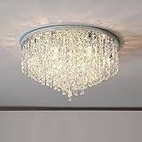 Dimmbare große Kristall-Kronleuchter LED-Deckenleuchte – elegantes goldenes rundes...