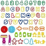 DOITEM Knetwerkzeug Teig Plastilin Werkzeuge für Kinder Briefformen, Zahlenformen, Knete Zubehör...