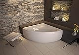 ECOLAM® symmetrische Badewanne Eckwanne Mia 140x140 cm Modern Design Acryl weiß Ablaufgarnitur Ab-...