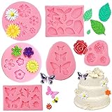 6 Stück Silikonform Blumen, 3D Blumen Fondant Formen Silikon, Blumen Fondantformen, Blumen...