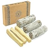 MUT22 3 Weißer Salbei und 3 Palo Santo Premium Kalifornischer, 100% natürlich und reinigend, ideal...