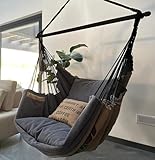 Izabell® Hängesessel mit Großen Kissen – XXL Schaukelstuhl und Hängematte für Indoor &...