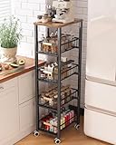 Ornestia Metall Aufbewahrungswagen, Küchenwagen mit 5 Ebenen, Sevierwagen mit Herausziehbaren...