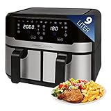 ProfiCook® Doppel-Heißluftfritteuse | 9 Liter | XXL Heißluftfritteuse Doppelkammer | Frittieren...