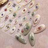 JMEOWIO 3D Nagelsticker Insekt Nail Art Sticker Selbstklebend Nagelaufkleber 5D Stereoskopisch...