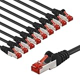 goobay 65979 CAT6 Netzwerkkabel im 10er Set/Patchkabel geschirmt S/FTP/CU Ethernet Kabel, PiMF,...