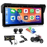 CAMECHO Motorrad CarPlay mit Dual-Kameras, 8.1“ Wireless CarPlay & Android Auto IPS68 Bildschirm,...