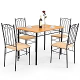 Tangkula 5-teiliges Esstisch-Set, Vintage-Holzplatte, gepolsterter Sitz, Esstisch und Stühle,...