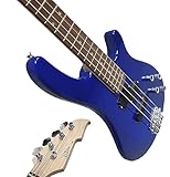 ELEKTROBASS - DUNKELBLAU TRANSPARENT - E-BASS BLAU MIT MASSIVHOLZKÖRPER - VISION GITARRE - LONG...