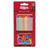 dekora Geburtstagskerzen Set, Mehrfarbig, 18.5 x 8.9 x 1 cm, Originelles Design, Bunte Standfüße,...