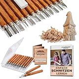 HOLZWURM Schnitzwerkzeug-Set 12-tlg inkl. Video-Schnitzanleitung und E-Book, ideales...