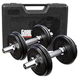 GORILLA SPORTS® Kurzhanteln 2er Set - 20kg Gewichte, mit Koffer, 8 Hantelscheiben aus Gusseisen,...